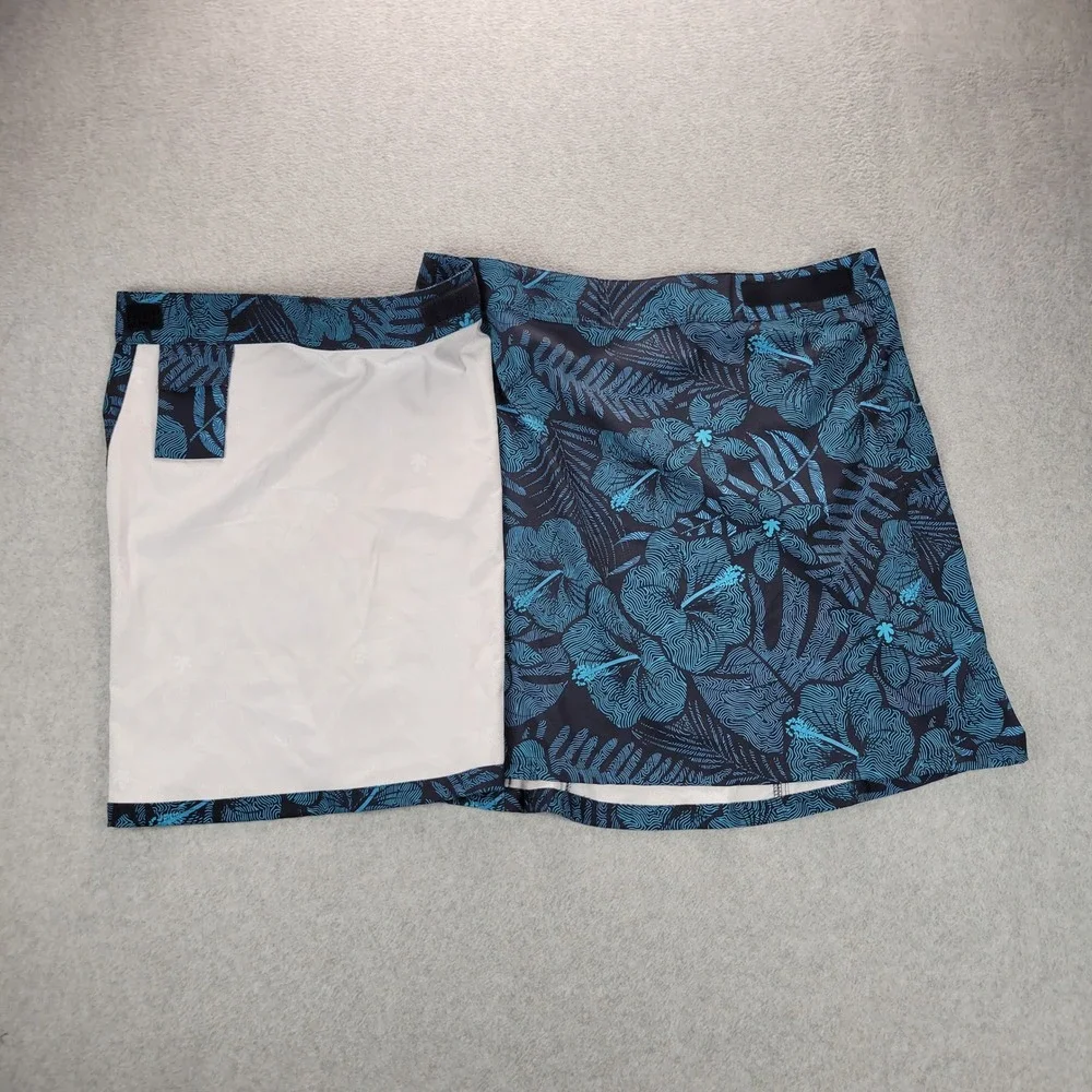 RipSkirt Hawaii Blue Tropical Floral Hibiscus Wrap Skirt Large Quick Dry Summer‎